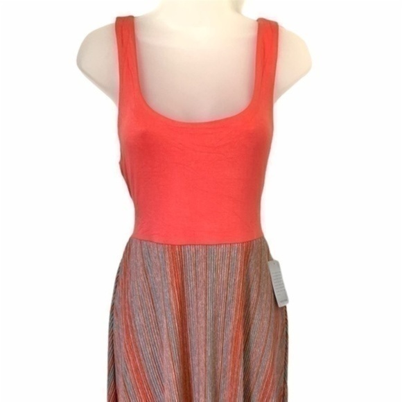 NEW Vanity Room Coral Striped Knit Tank Dress Sz M - Picture 3 of 12
